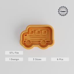 School Bus Cookie Cutter & Stamp Set, 6-Piece, Education & Transportation Themed, S/M/L Sizes, for Cookies & Fondant PRODUCT_3262 3d model