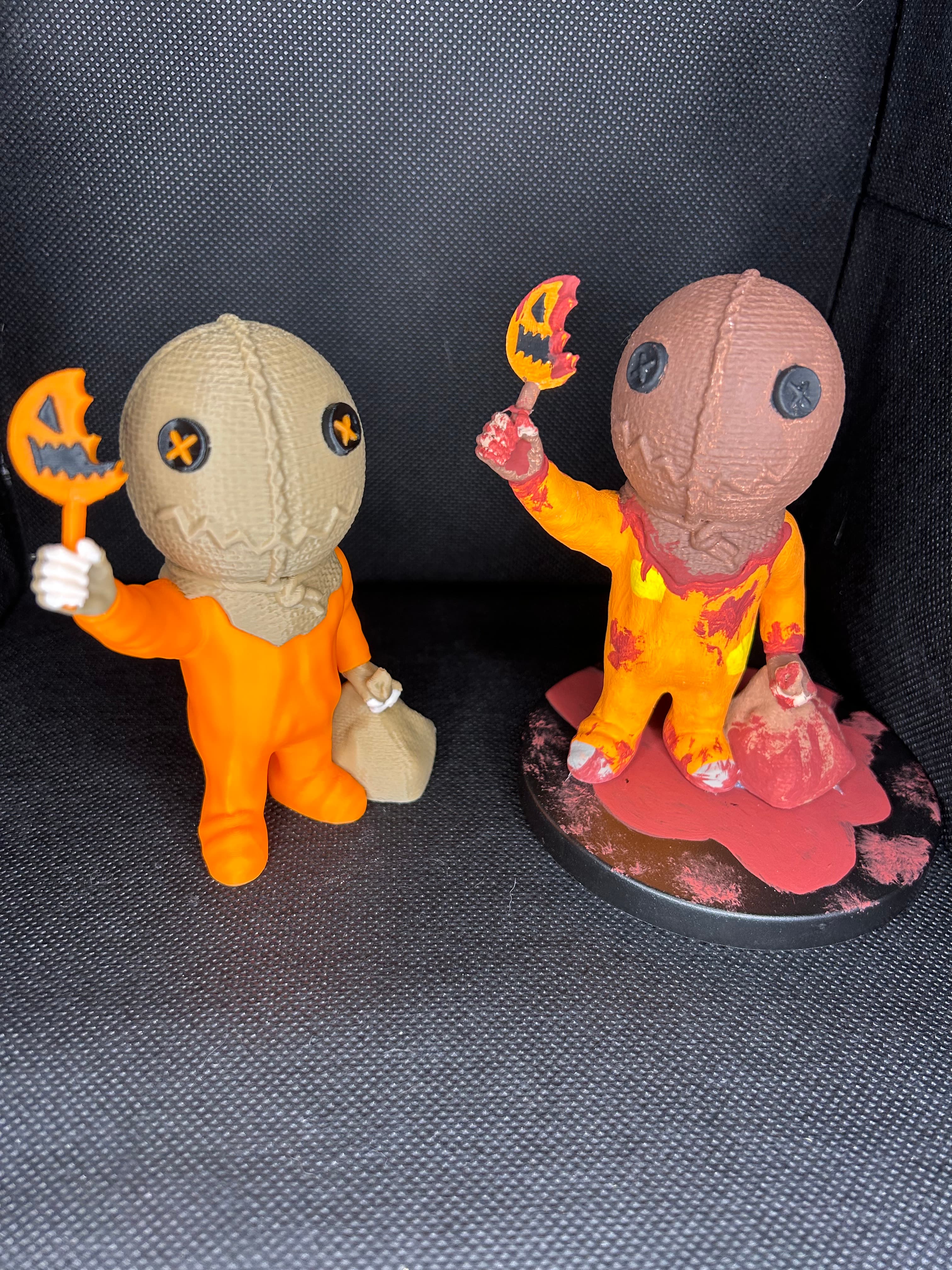 Make sure to check your candy and not blow out the light in your jack-o-lantern or Sam will come for you!!! This print turned out amazing. Printed both on A1 mini. The one on the right was painted and we added a little base for him to be on!!