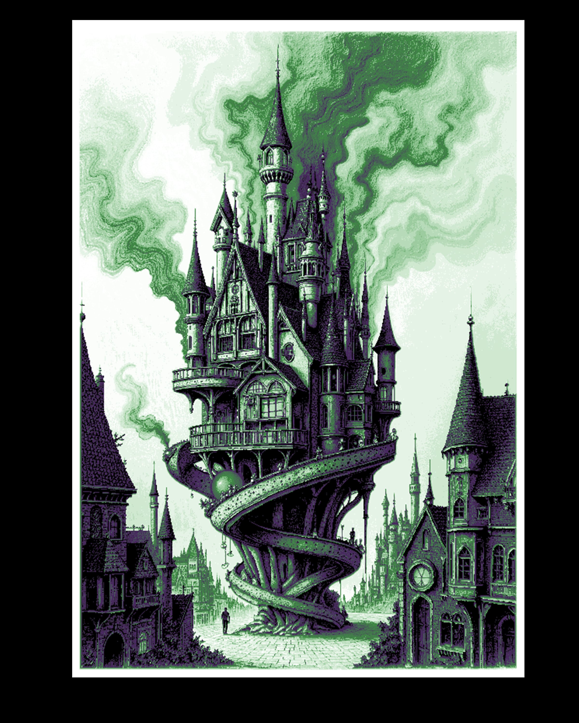 Quirky Fantasy - the Castle at the Center of the Town - Wall art Hueforge 3d model