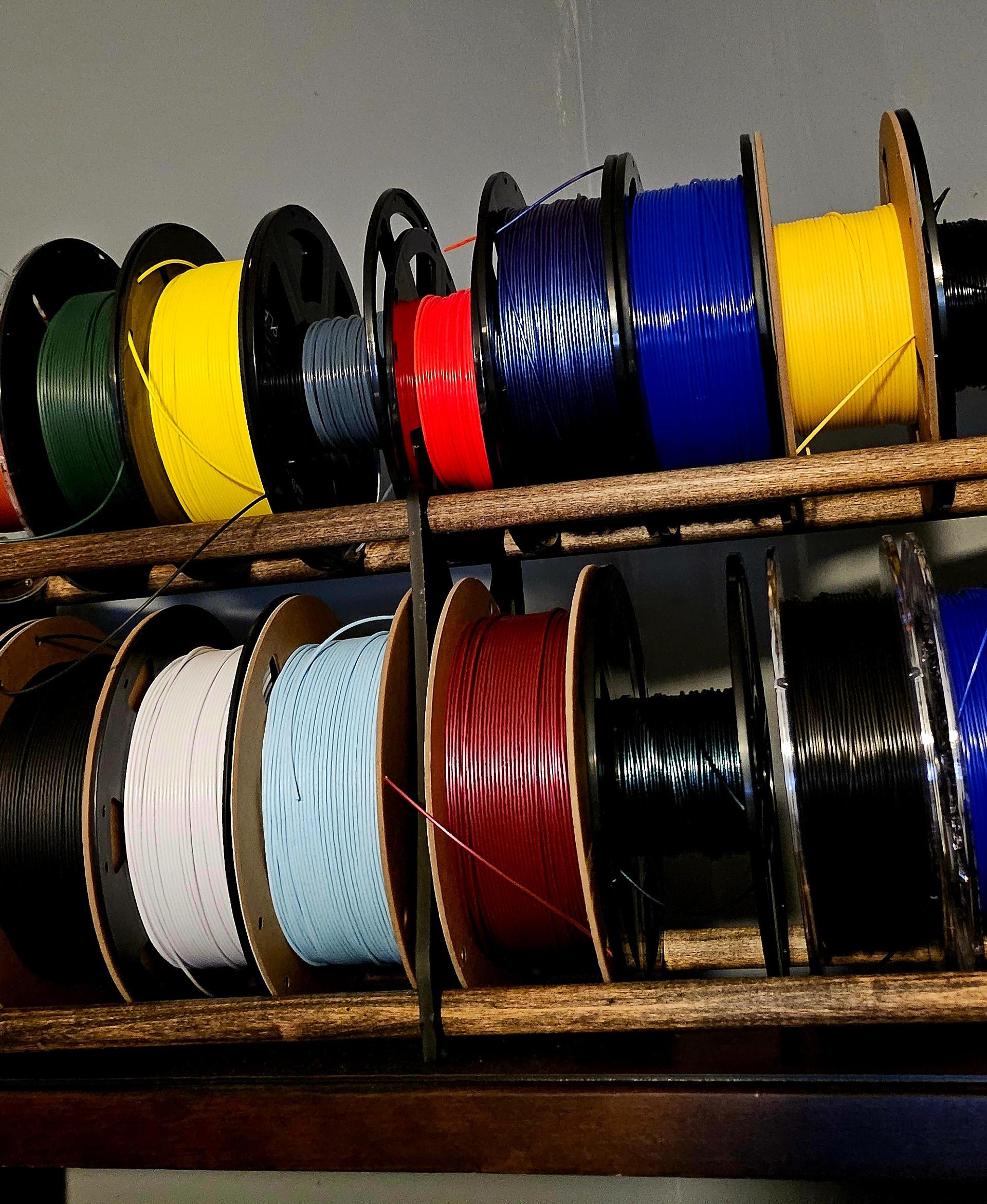 Double Rack - DIY Filament Storage - RepRack Remix! - Used wood dowels instead of pipe and it turned out great. - 3d model