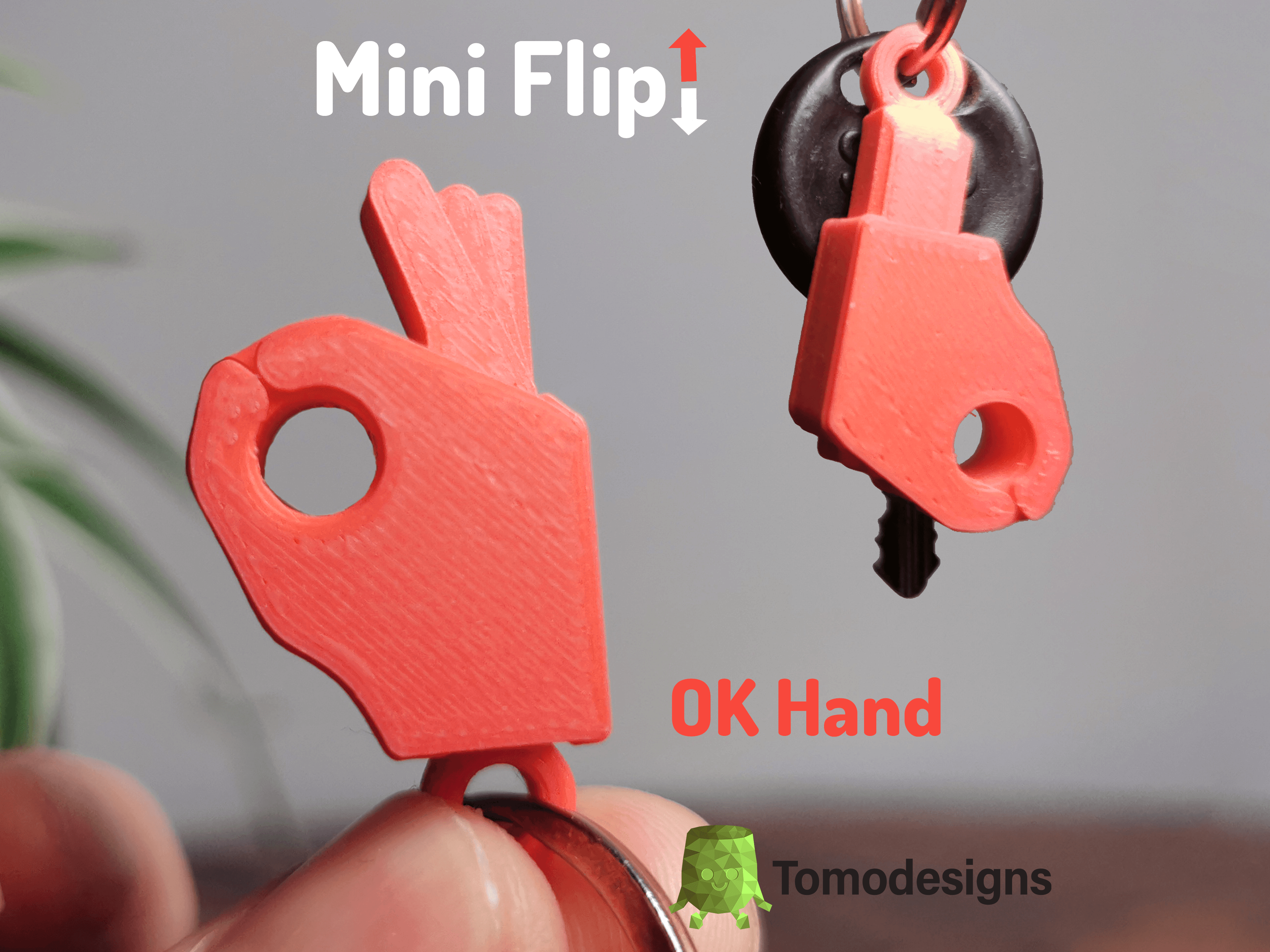 Mini Flip OK Hand Keychain 3d model