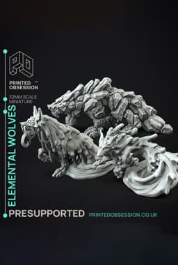Free Elemental Wolves Collection - 3 Wolves - PRESUPPORTED - 32mm scale - 3d model