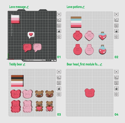 Sweet Valentine Clicker Pack ( & Keychain ) 3d model