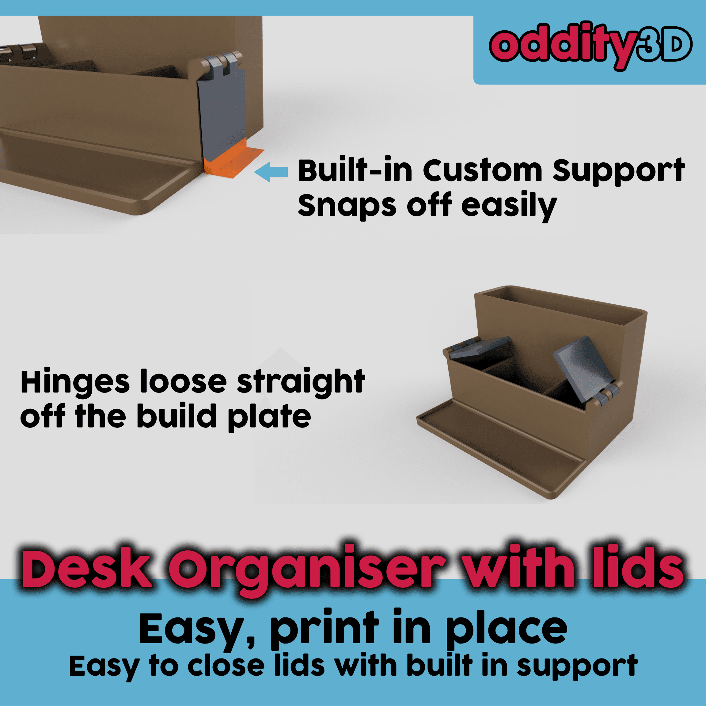 Desk Organiser with closable hinged lids  3d model