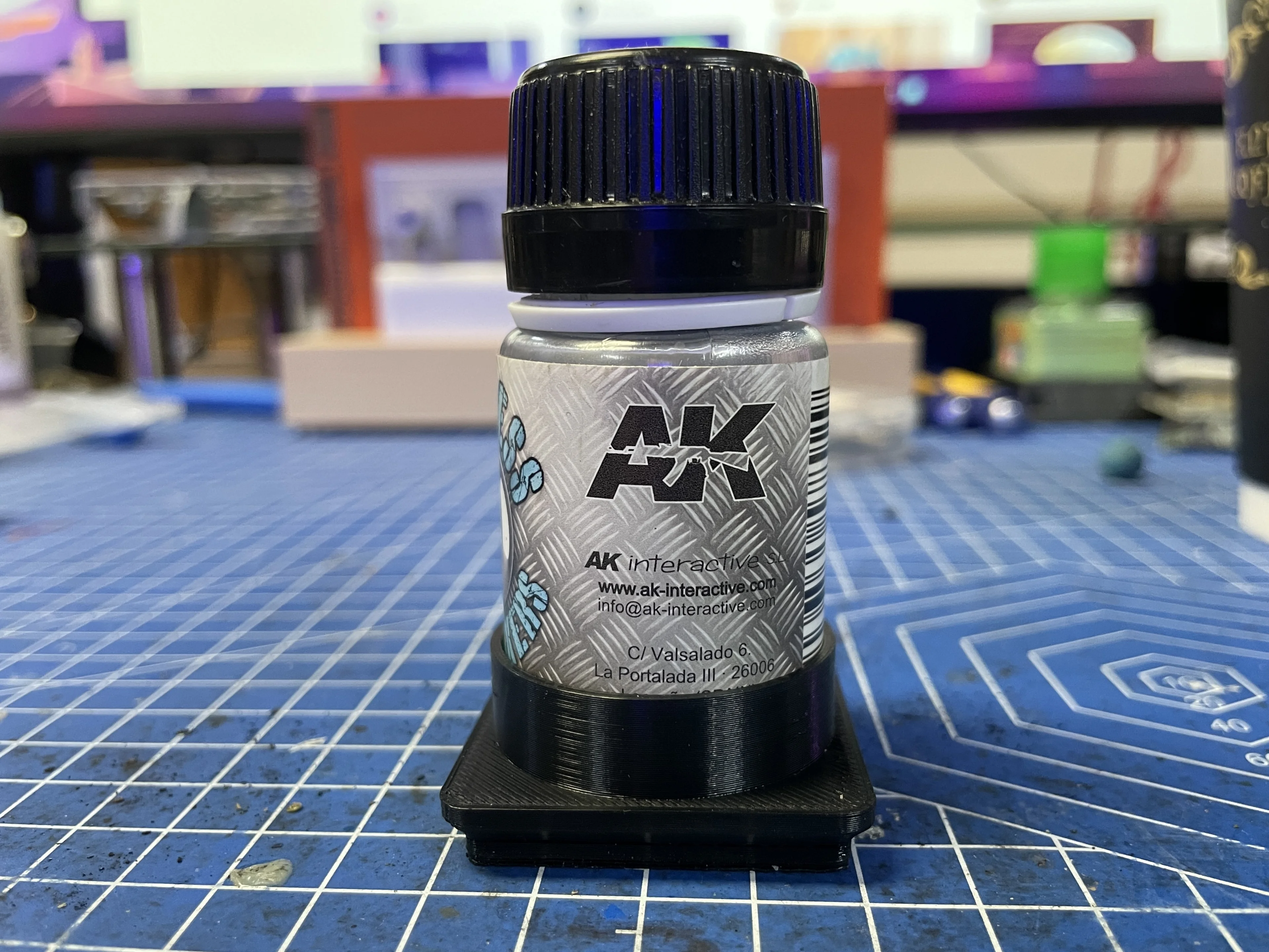 Gridfinity AK, Flory Wash, and Vallejo Pigment Style Bottle Holder 35mm 1x1 3d model