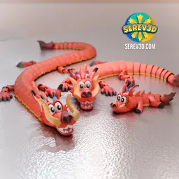 Mushu Dragon โ Articulated Flexi Fantasy Creature, No Supports 3D Print STL/3MF 3d model