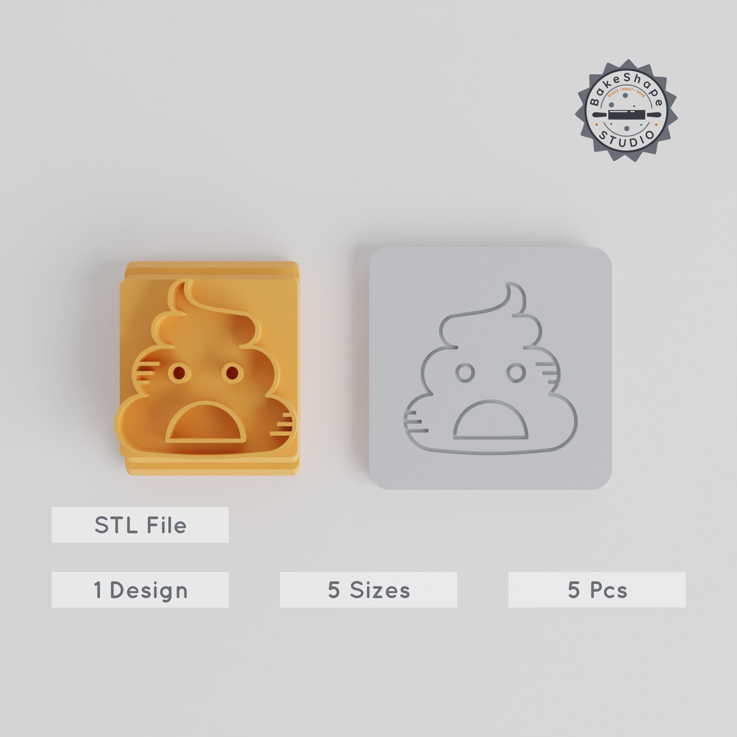 Funny Poop Stamp Tile Set, 5 Motif Sizes, Perfect for Clay, Cookies & Fondant PRODUCT_2365 3d model