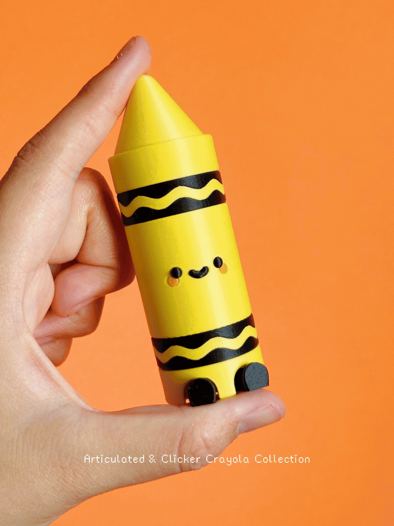 Cute Articulated & Clicker Crayola | Print-in-place | Support-free 3d model