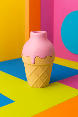 Fun Ice Cream Cone Vase – Playful 3D-Printed Modern Decor 3d model