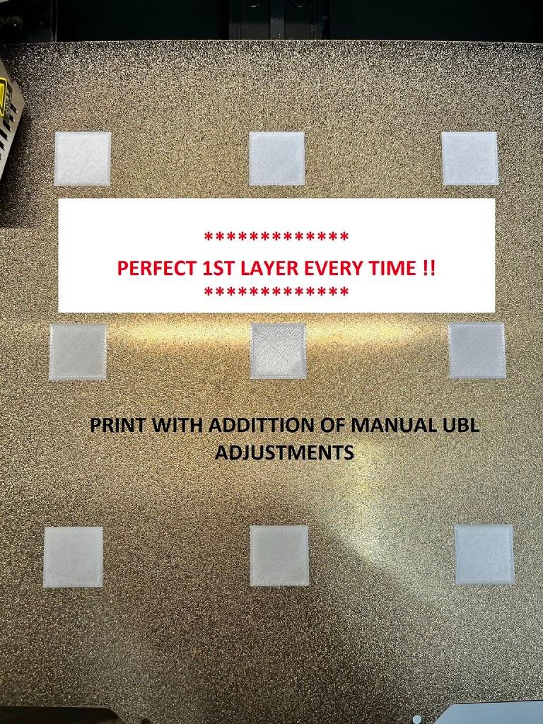 Perfect 1st layers! Ender 3 v2, Ender 3S1, Ender 3S1 Pro - 3x3 Calibration Bed Leveling Squares optimized for Professional firmware with UBL 3d model