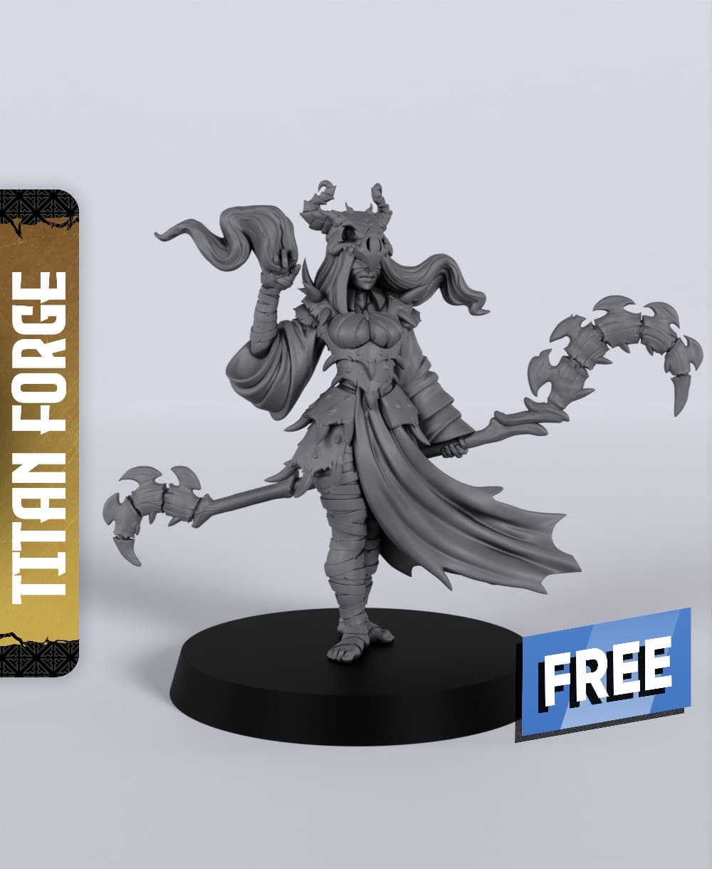 Human Female Warlock Staff - With Free Dragon - 5e DnD Inspired for RPG and Wargamers 3d model