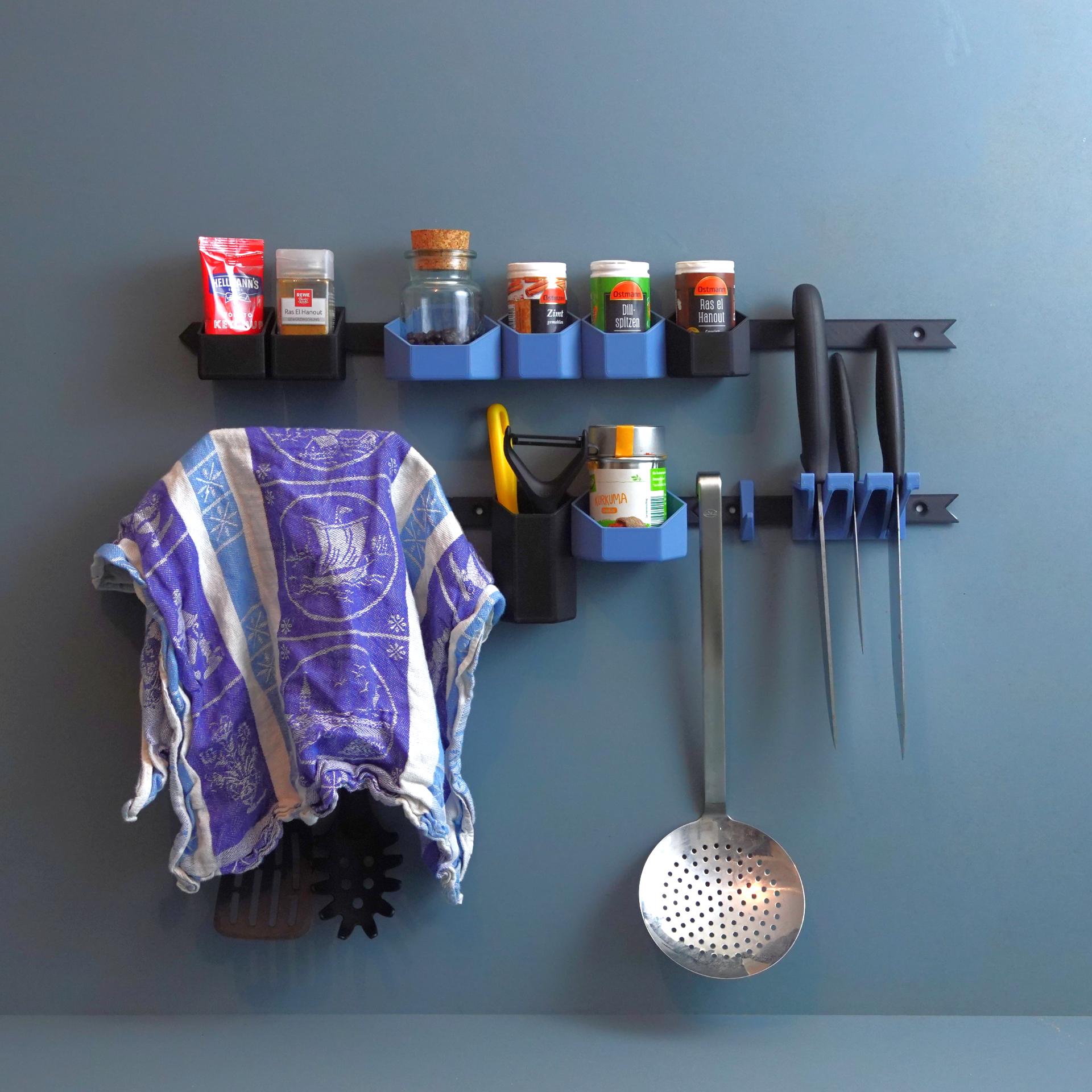 Spice rack / kitchen utensil rail 3d model