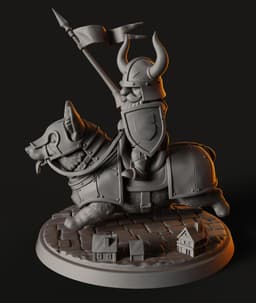 Beard & Bark Rider STL | Fantasy Figure | Corgi Viking Scene 3d model