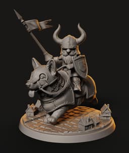 Beard & Bark Rider STL | Fantasy Figure | Corgi Viking Scene 3d model