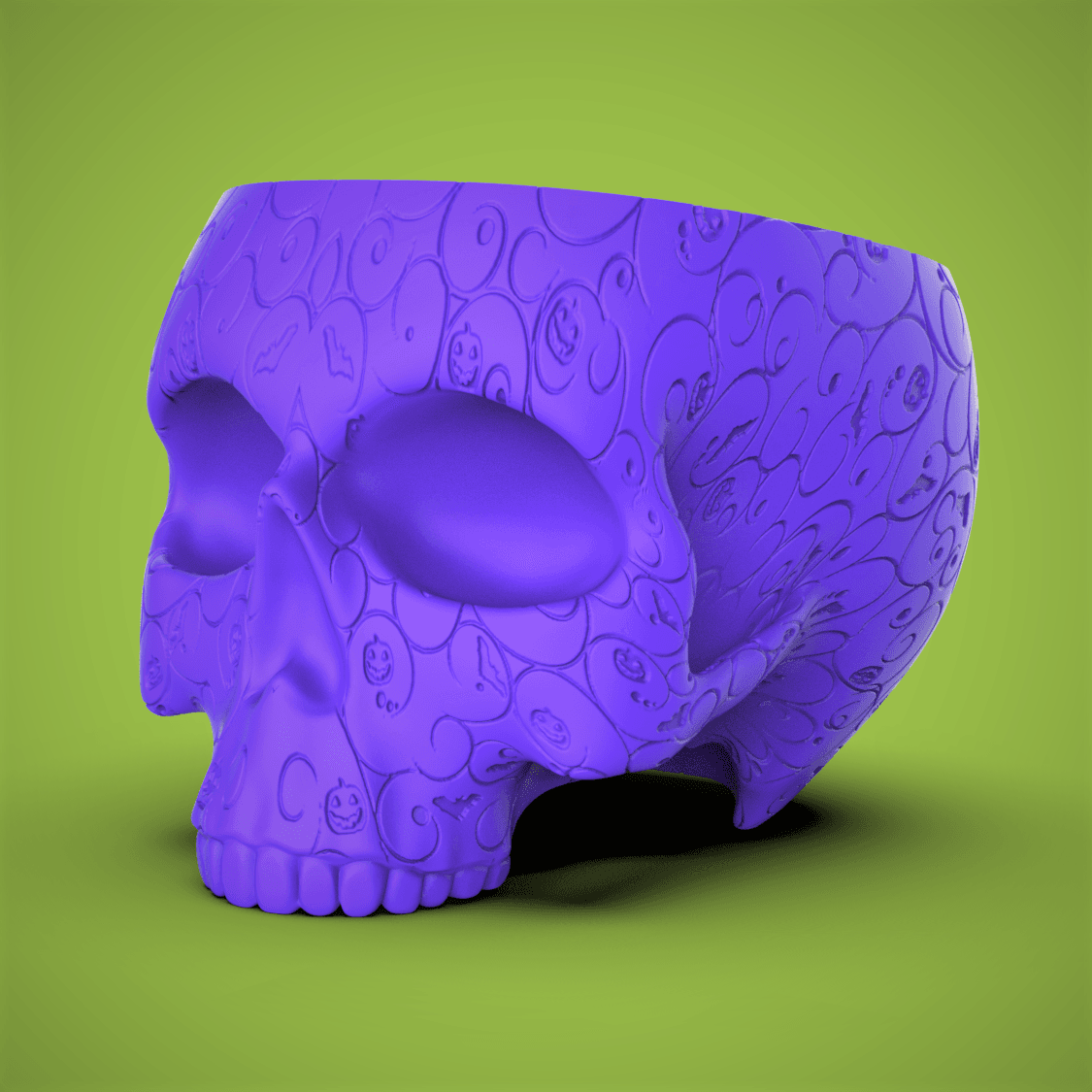 Halloween Swirl Skull Planter-Bowl 3d model