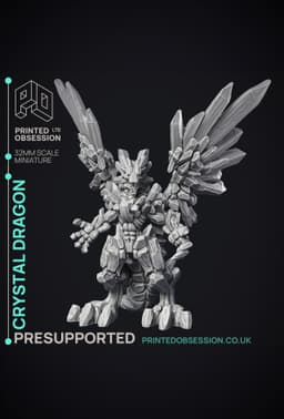 Crystal Dragon - Large Dragon - PRESUPPORTED - Hell Hath No Fury - 32mm Scale 3d model
