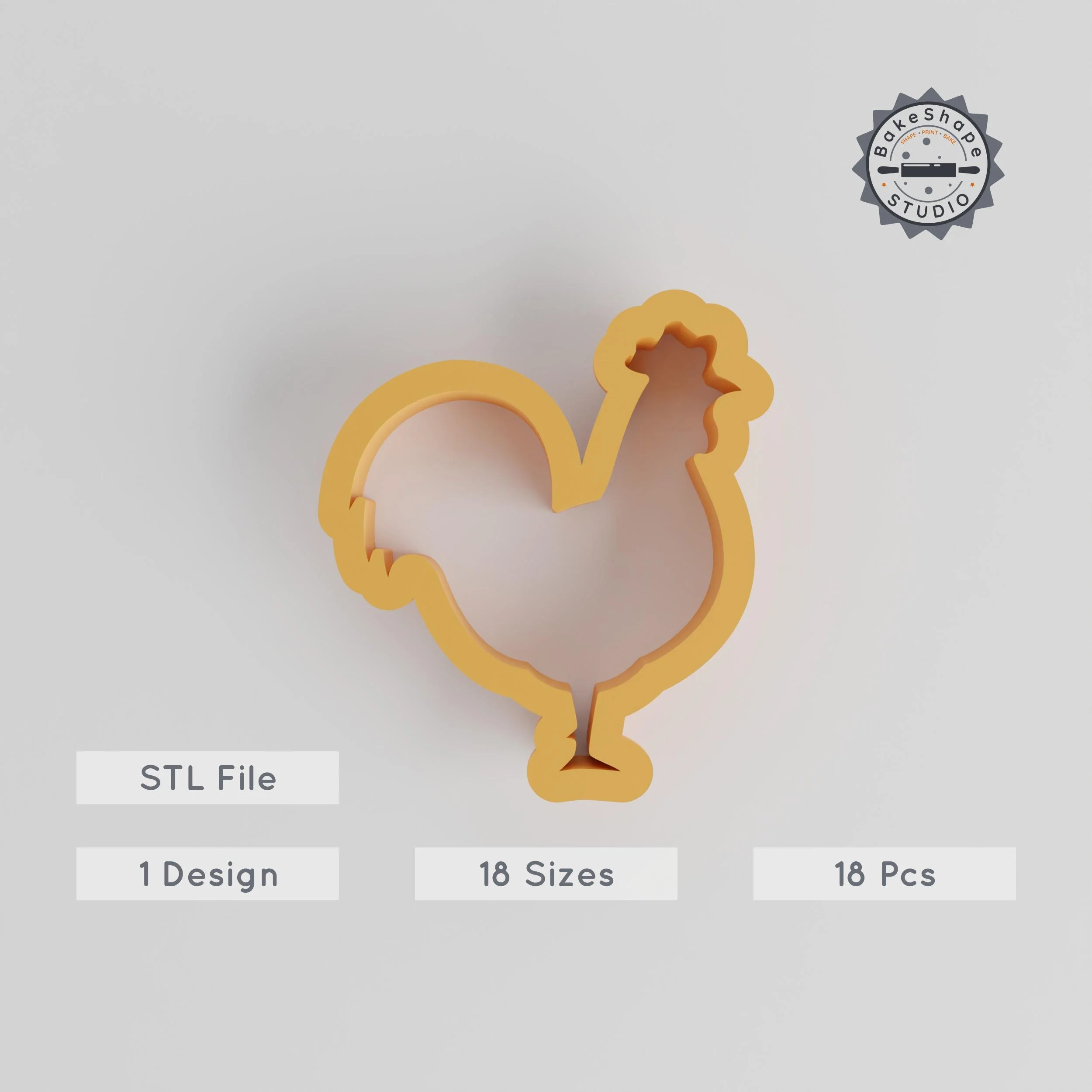 Rooster Shape Cutter Set, 18 Varied Sizes, Perfect for Cookies, Fondant & Clay, Animal Poultry Designs PRODUCT_142 3d model