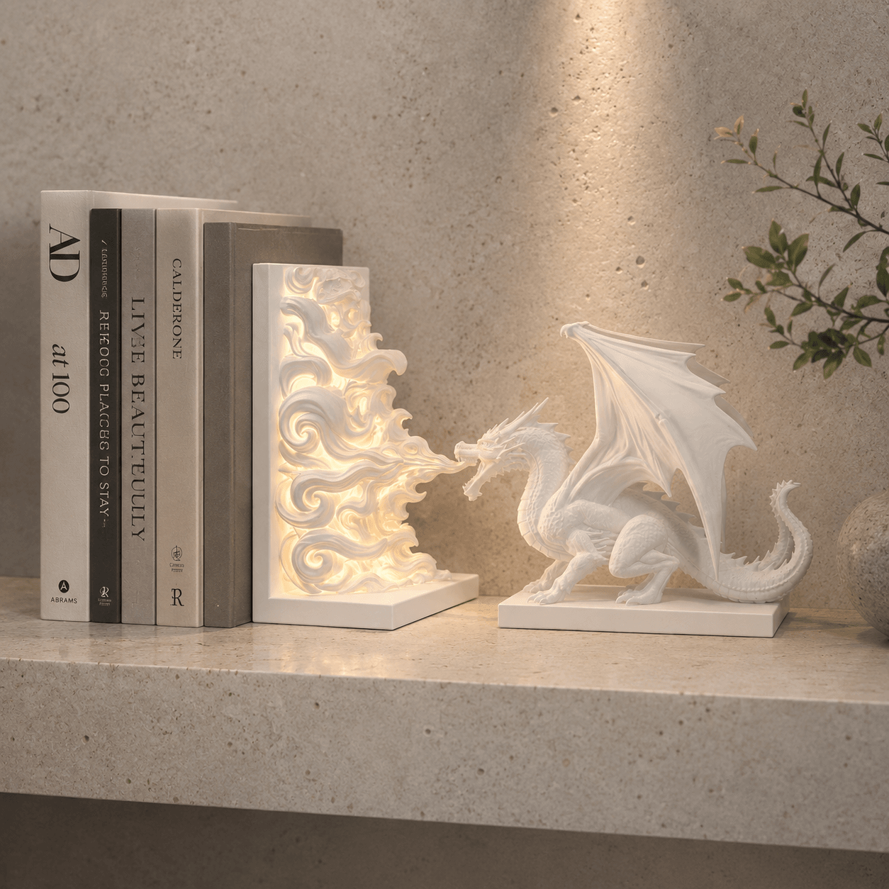 Dragon Flame Bookend File with LED Flame Lamp 3d model