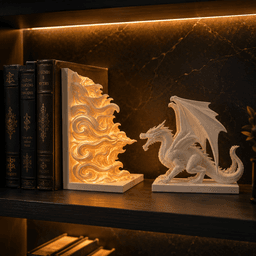 Dragon Flame Bookend File with LED Flame Lamp 3d model