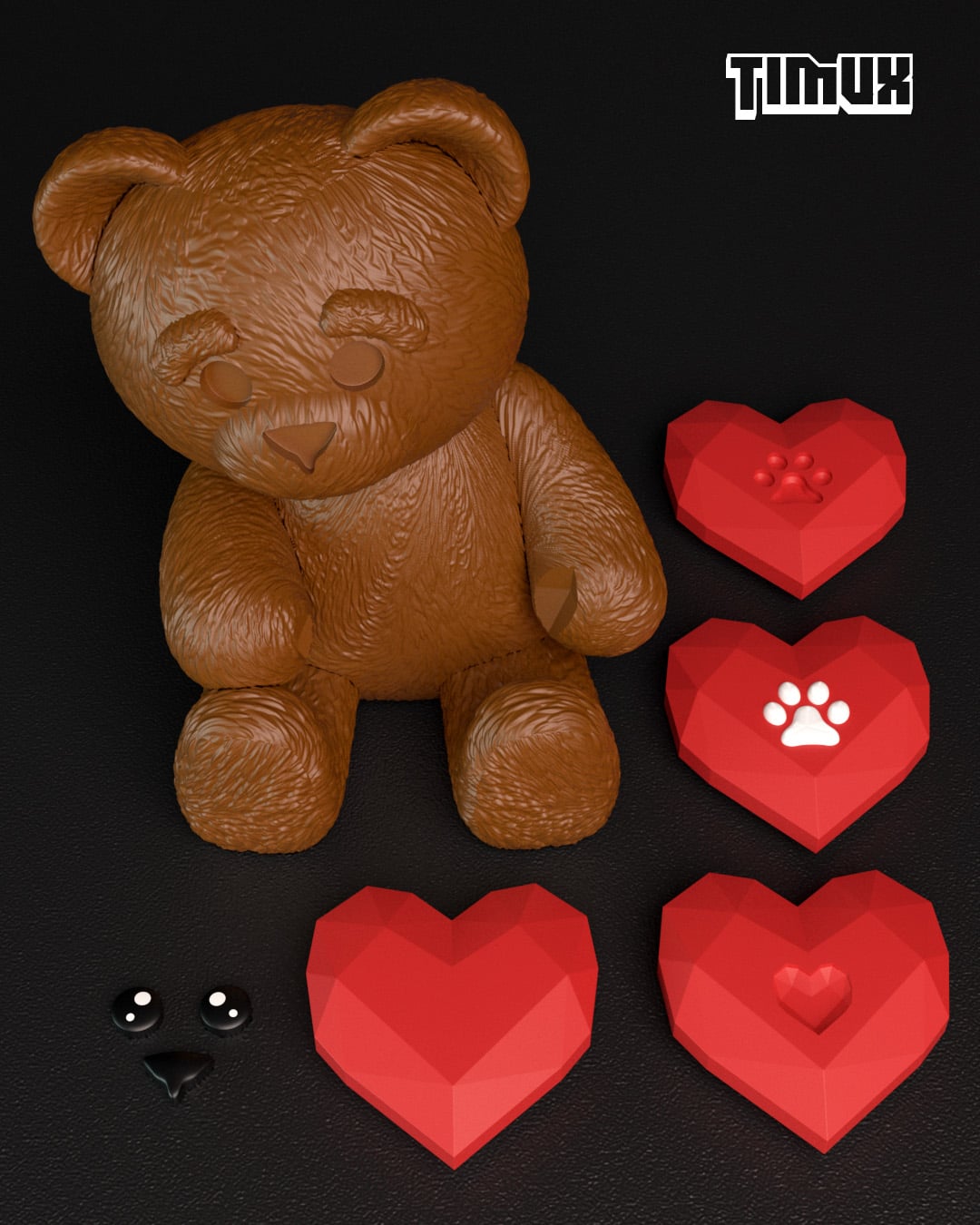 TEDDY BEAR WITH HEART V2 3d model