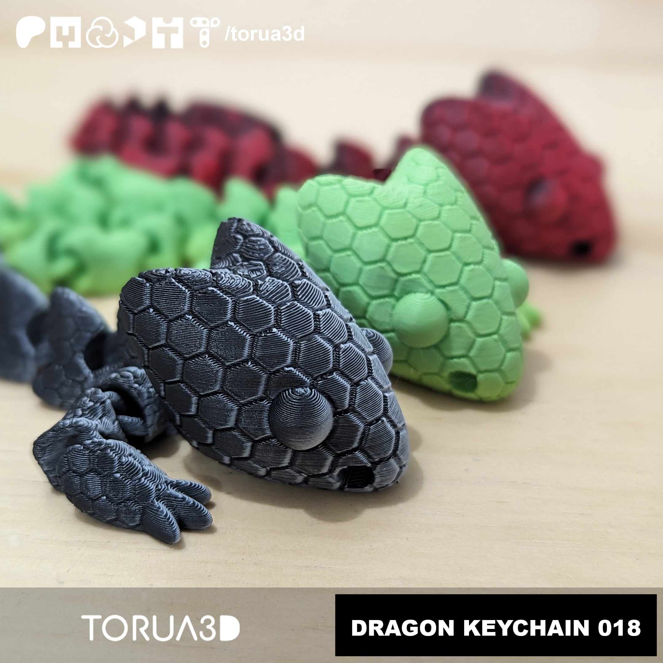 Articulated Dragon Keychain 018 3d model