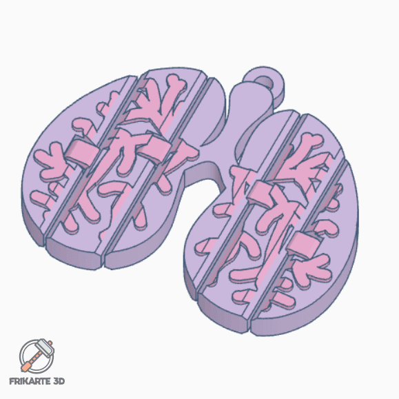 Flexi Lungs with Bronchi Keychain 3d model