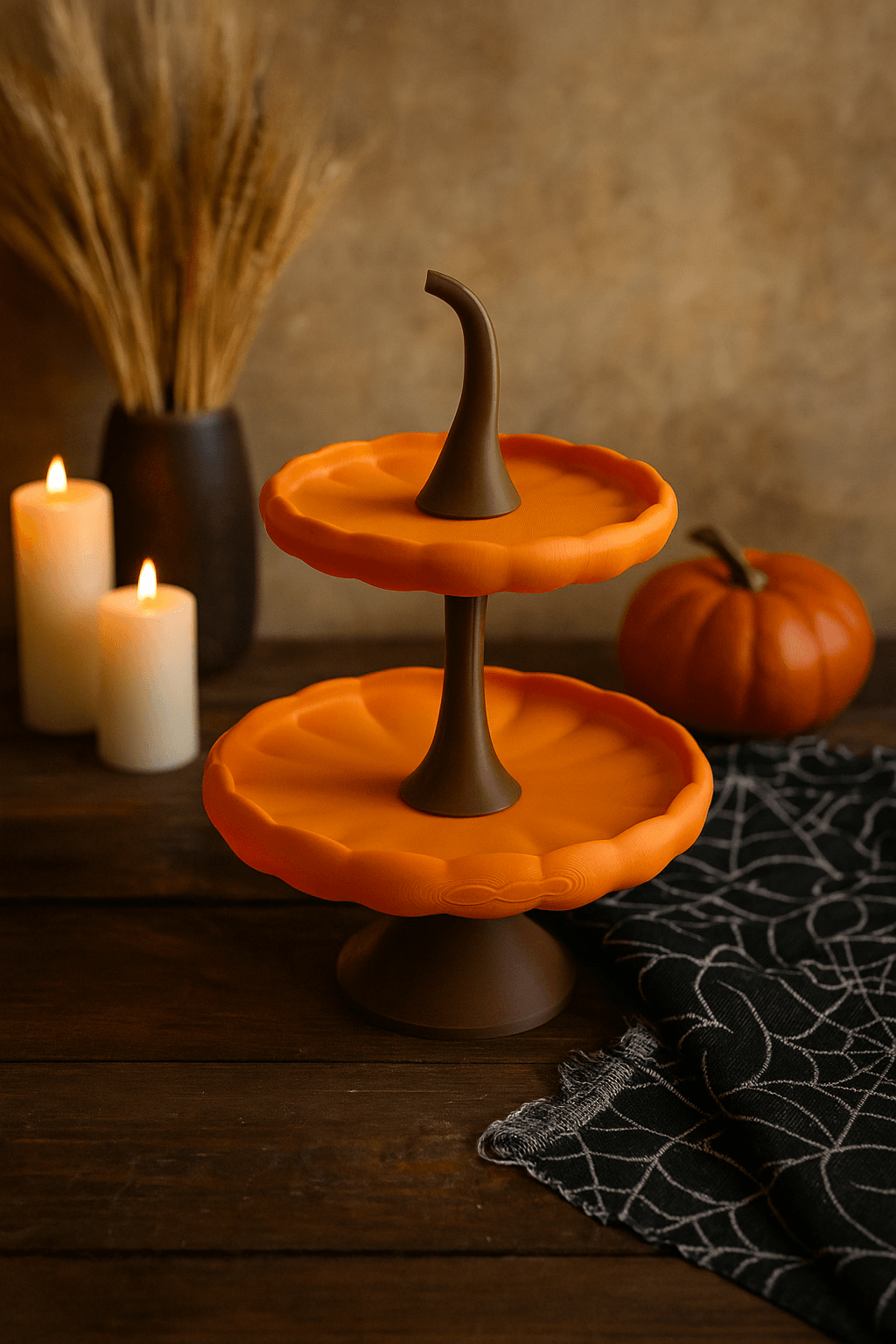 Pumpkin Layered Tray – Two-Tier Halloween Dessert Stand 3d model