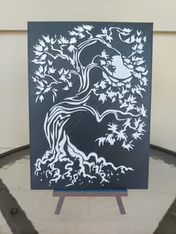 Bonsai with Moon wall art 3d model