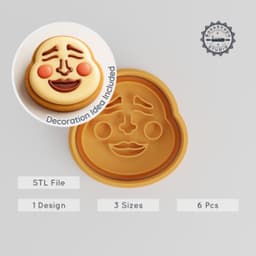 Mask Shape Cutter & Stamp, Cookie & Fondant Tool, S/M/L Sizes, 6-Piece Set PRODUCT_2206 3d model