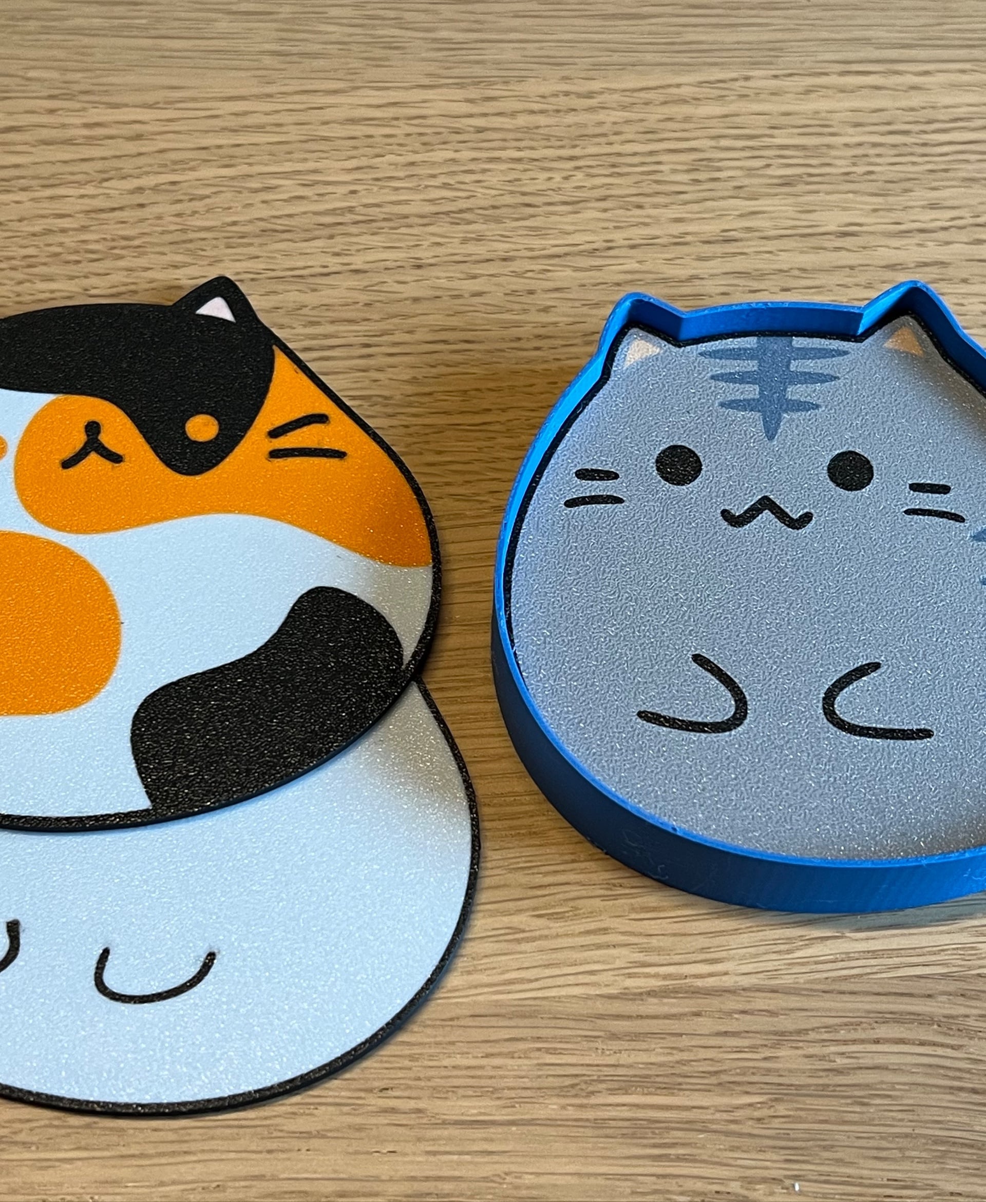 Chubby cats coasters for BambuLab A1 mini 3d model
