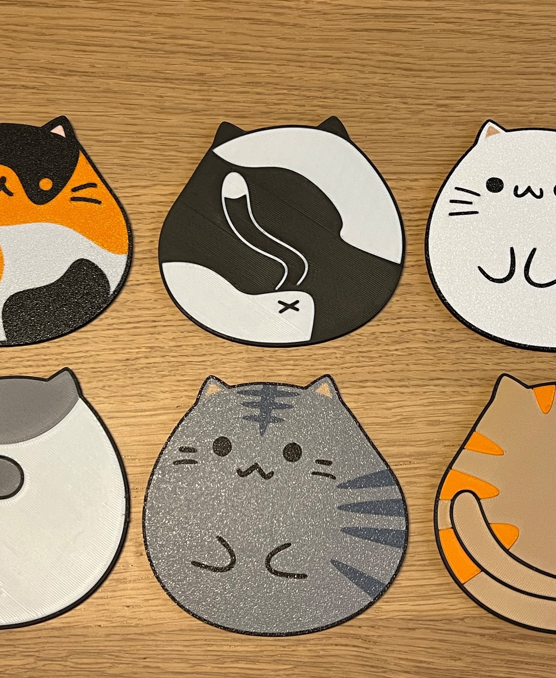 Chubby cats coasters for BambuLab A1 mini 3d model