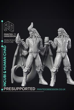 Incubi & human 'Chad' - lesser demon - 2 Models - Hell Hath No Fury - 32mm scale 3d model