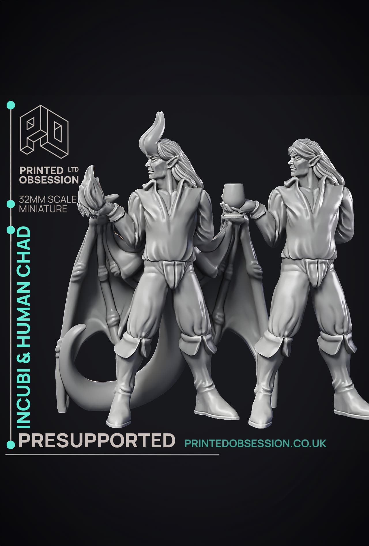 Incubi & human 'Chad' - lesser demon - 2 Models - Hell Hath No Fury - 32mm scale 3d model
