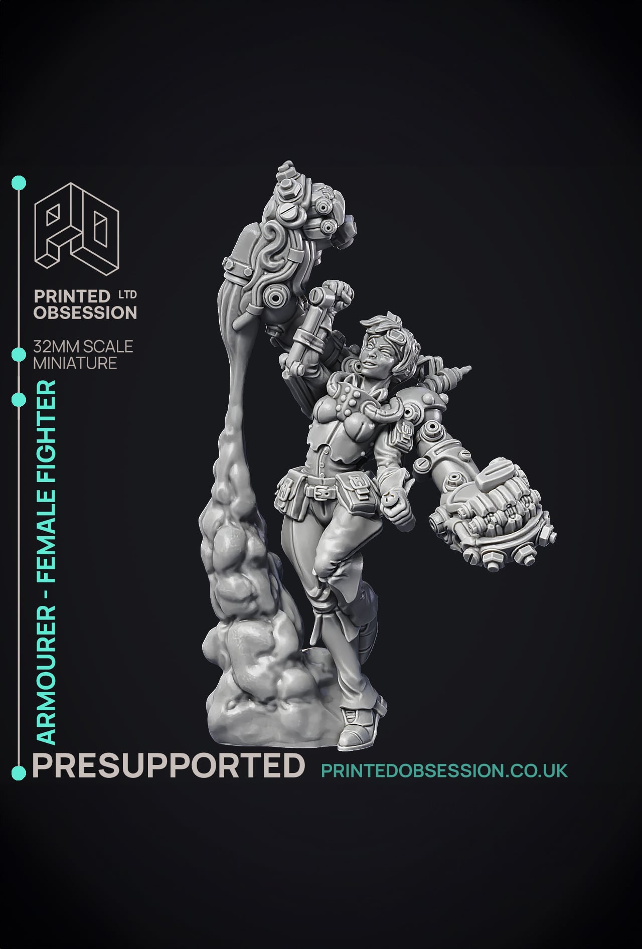 Artificer - Armourer - Female Human - PRESUPPORTED - 32mm Scale 3d model