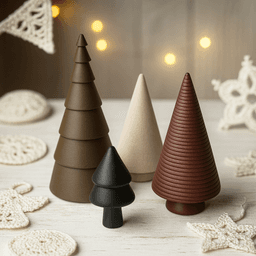 Minimal Christmas Tree Decor Set | 4 pcs Modern Holiday Trees | Elegant Winter Decoration 3d model