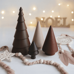 Minimal Christmas Tree Decor Set | 4 pcs Modern Holiday Trees | Elegant Winter Decoration 3d model