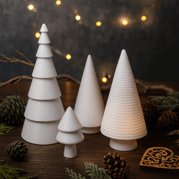 Minimal Christmas Tree Decor Set | 4 pcs Modern Holiday Trees | Elegant Winter Decoration 3d model