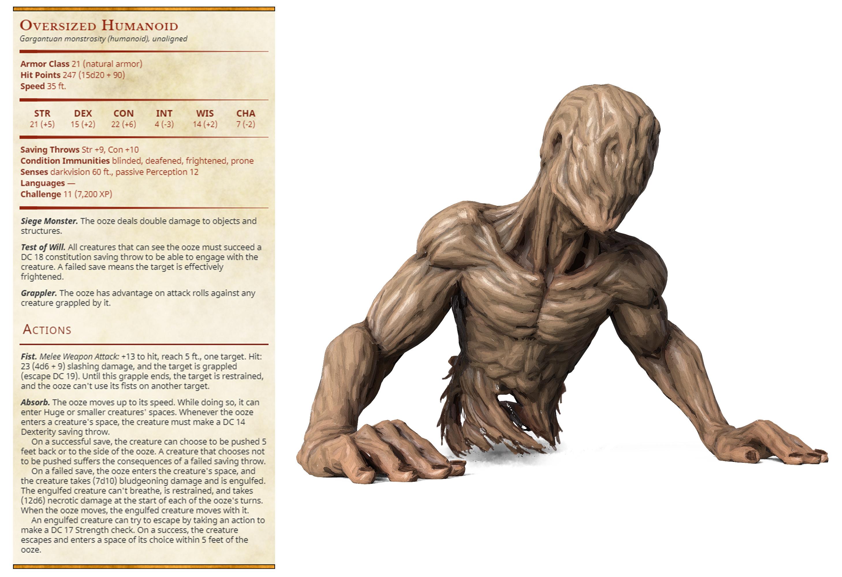 Oversized Humanoid - SCP - PRESUPPORTED - Illustrated and Stats - 32mm scale			 3d model