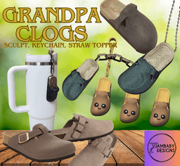 Grandpa Clogs Trio- Sculpt, Keychain and Straw Topper 3d model