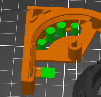 I had bed adhesion problems with the base part, where the modeled-in-supports would break loose. I added some shapes/material in Prusa Slicer to increase adhesion surface area and strengthen the supports. These print fine now, and it only adds a few minutes to the print.