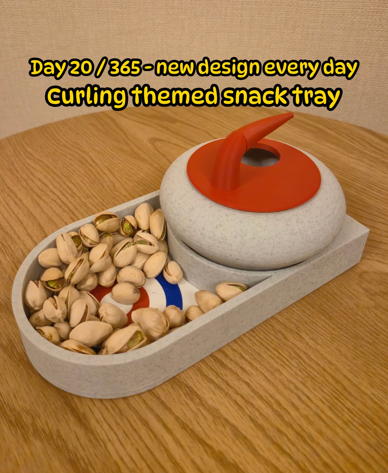 Curling-Themed Snack Tray – 3D Printed Nut & Shell Organizer 3d model