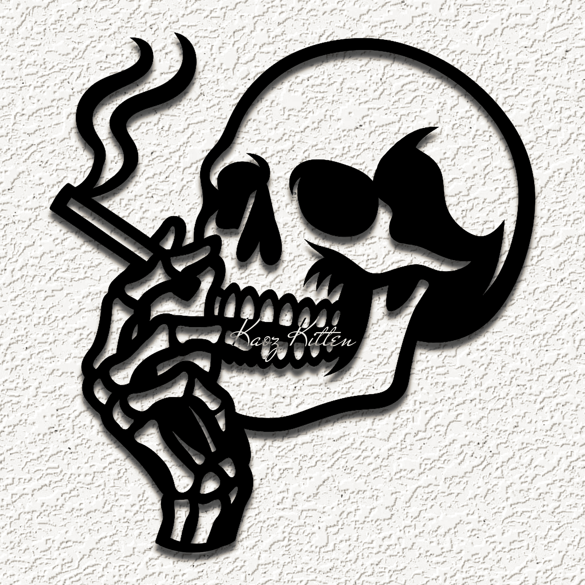 smoking skull skeleton wall art home decor 3d model