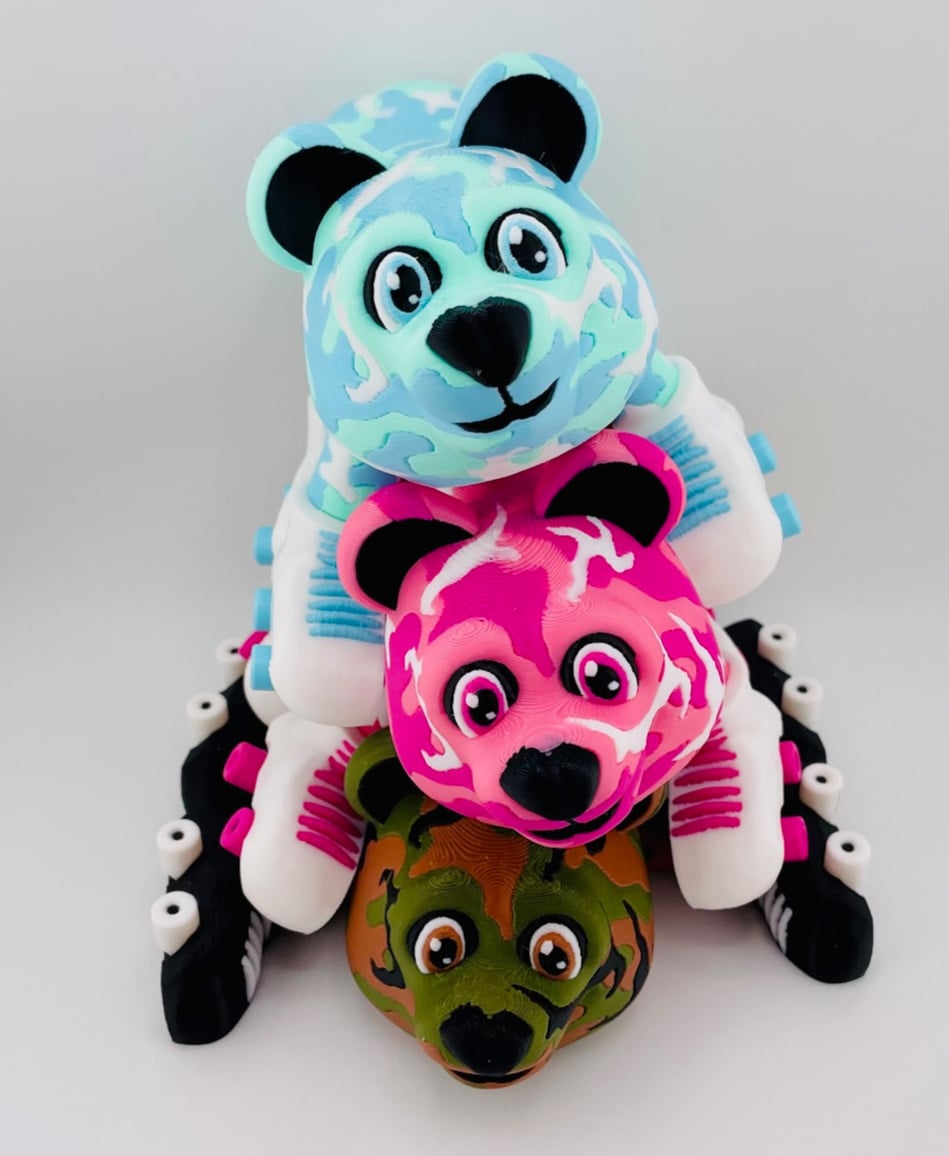 Camo Bears on Skates 3d model