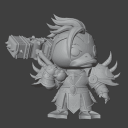 warrior duck with war hammer 3d model