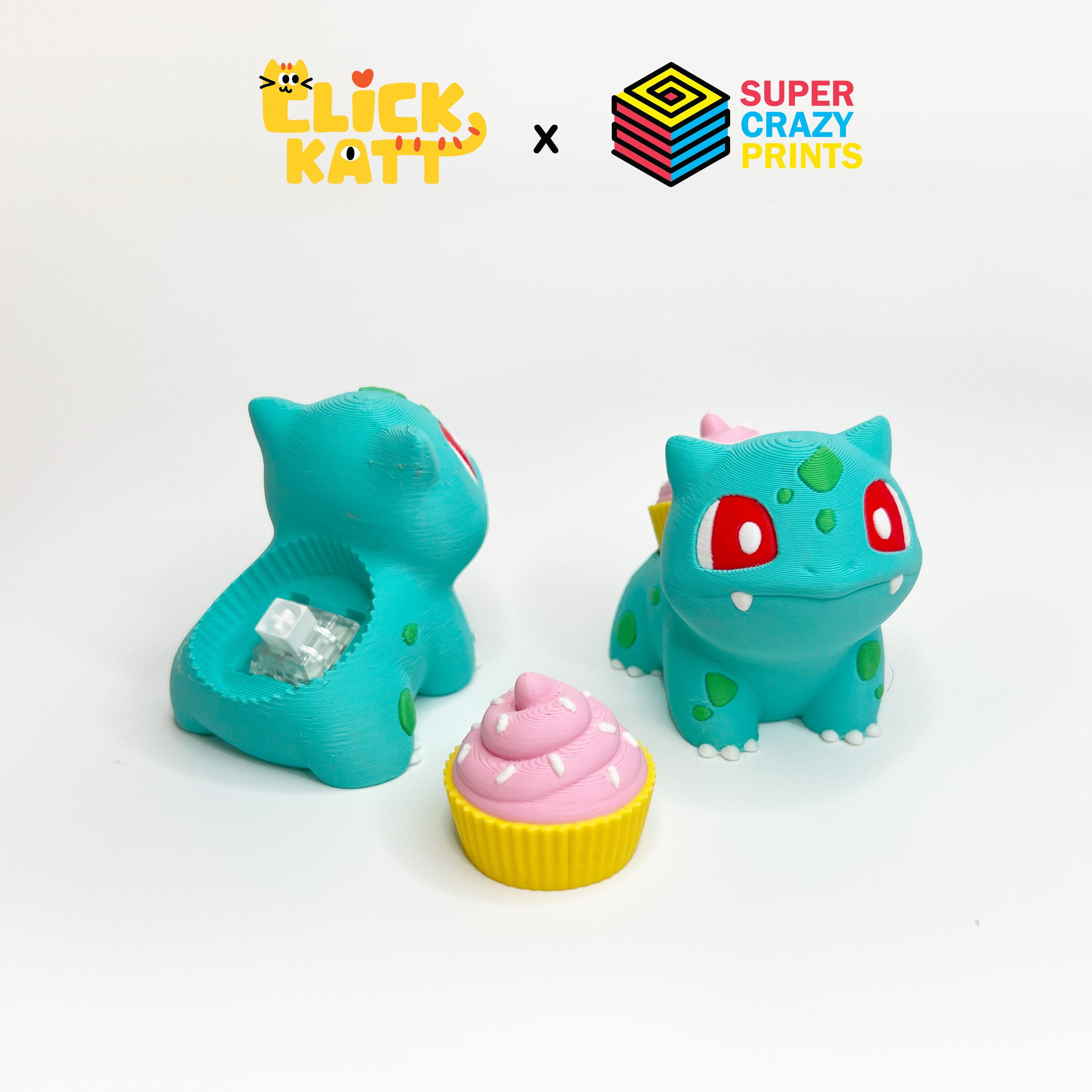 Capcake Bulbasaur - Clicker Fidget Toy Keychain 3d model
