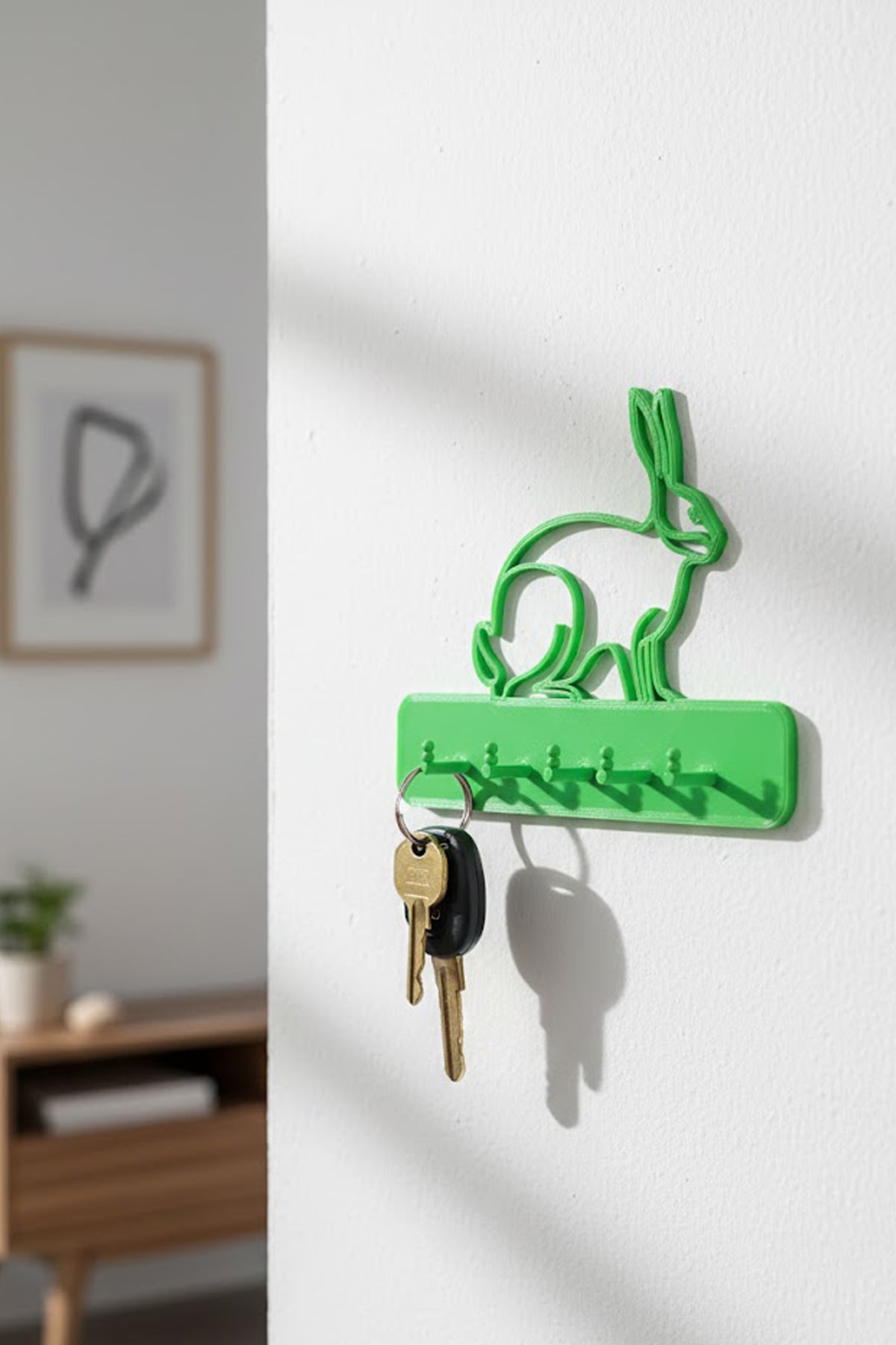 Modern Wall-Mounted Key Holder – Minimalist 3D Printable Entryway Organizer 3d model