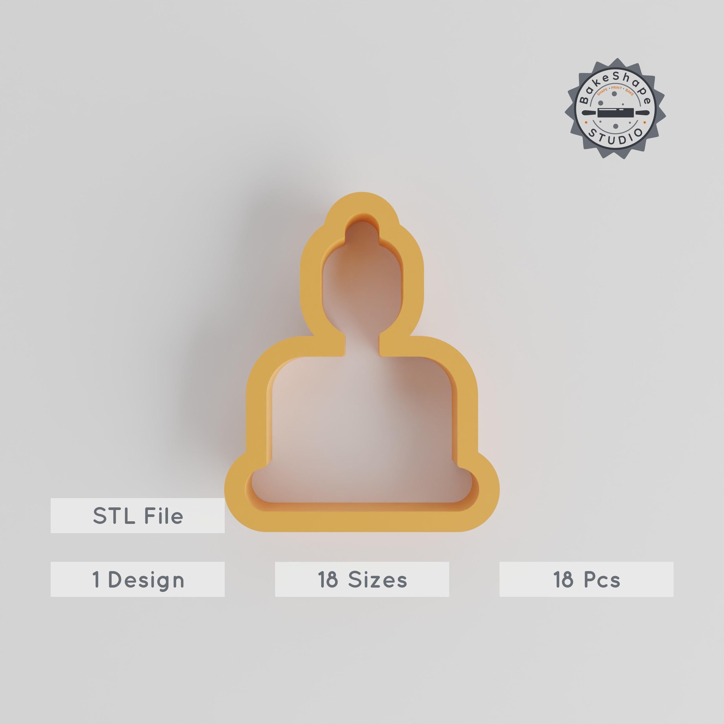 Buddha Shape Cutter, Meditating Monk Cookie & Fondant Tool, 18 Size Set, Perfect for Clay & Baking, Spiritual Design, Peaceful Sculpture PRODUCT_4512 3d model