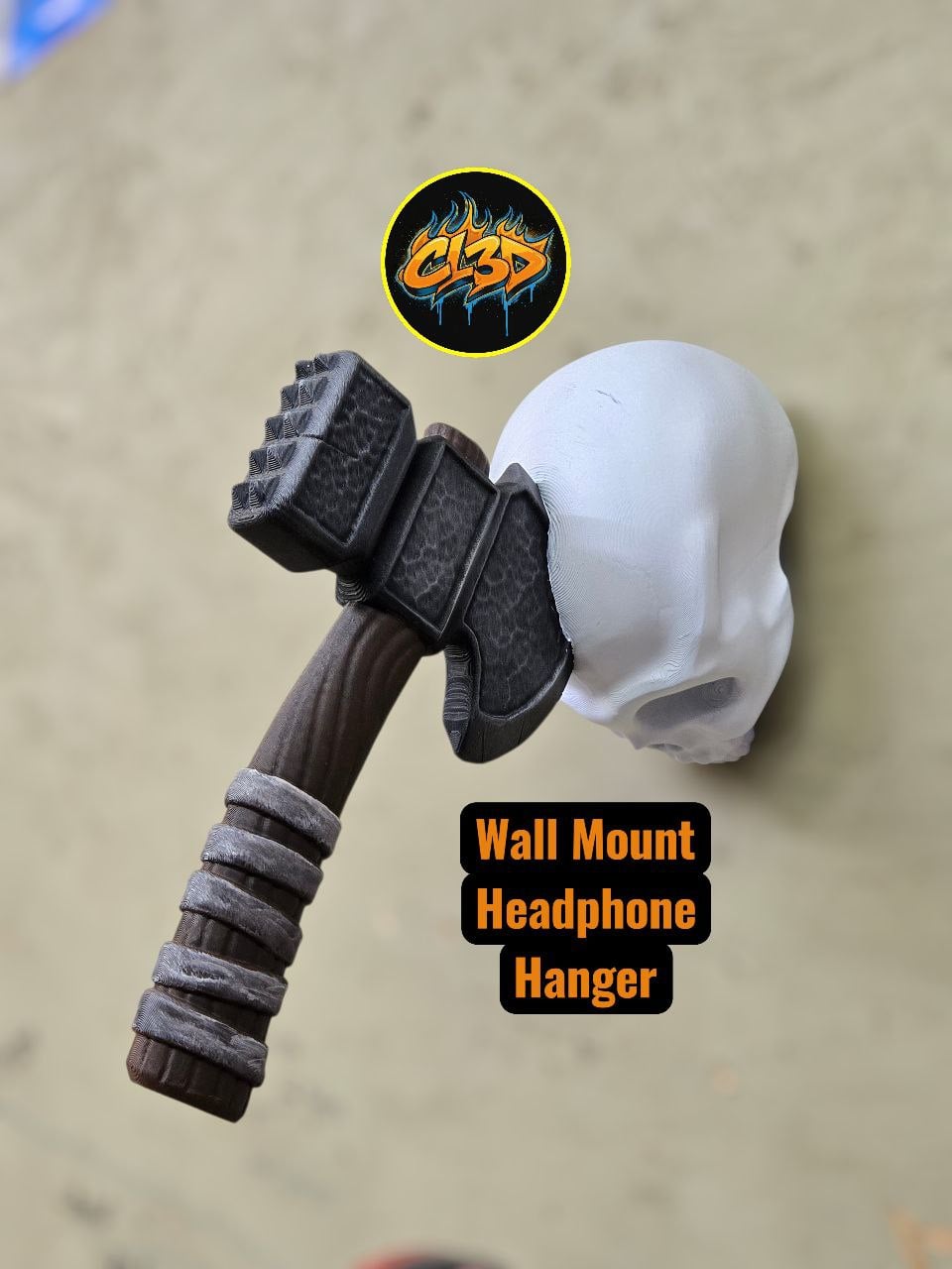 Headphone Hanger - Cleaver Axe - Skull 3d model