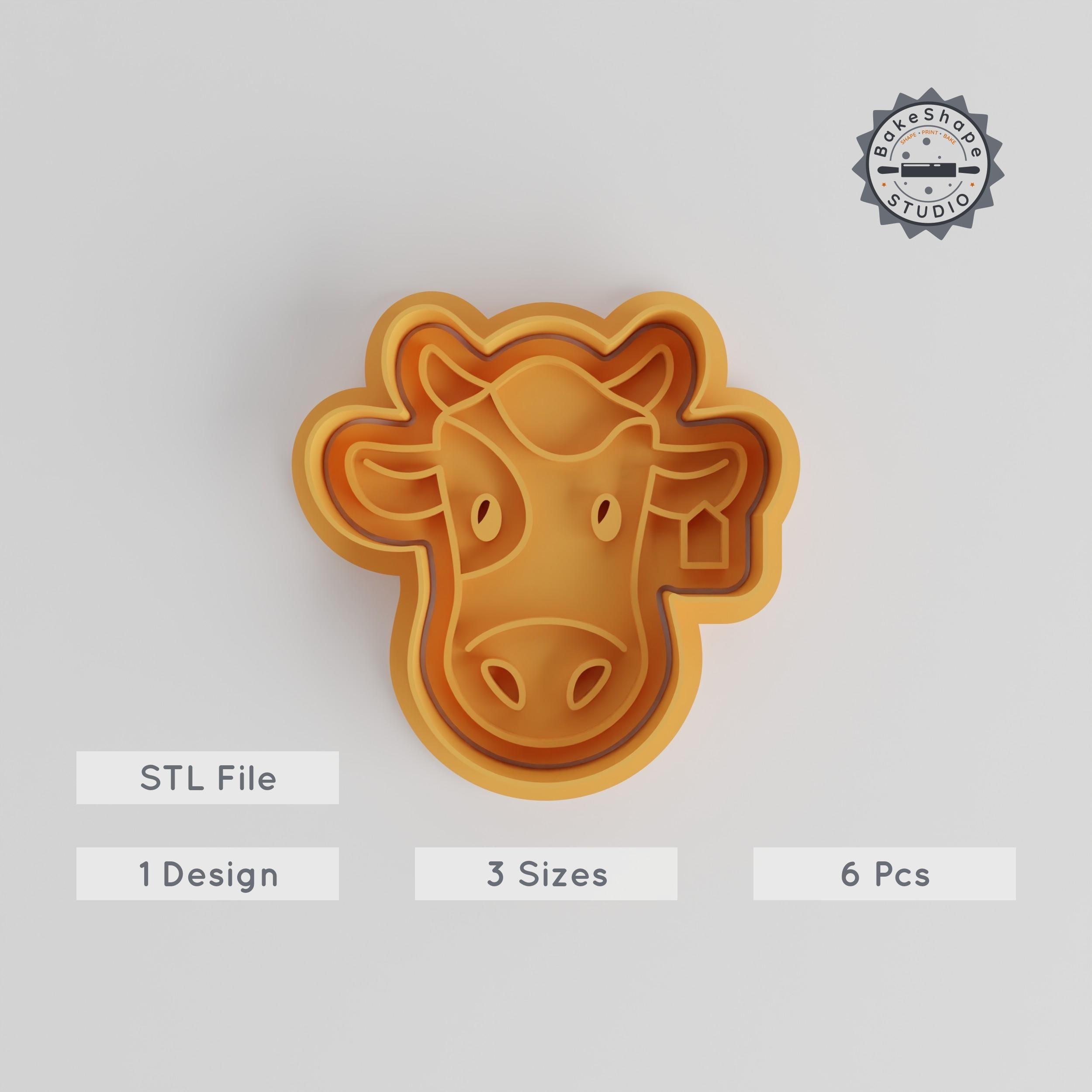 Cow Shape Cutter & Stamp for Cookies, Fondant, Animal Cute Collection, 3 Sizes Set (S/M/L), Farm-themed Baking acessórios PRODUCT_5548 3d model