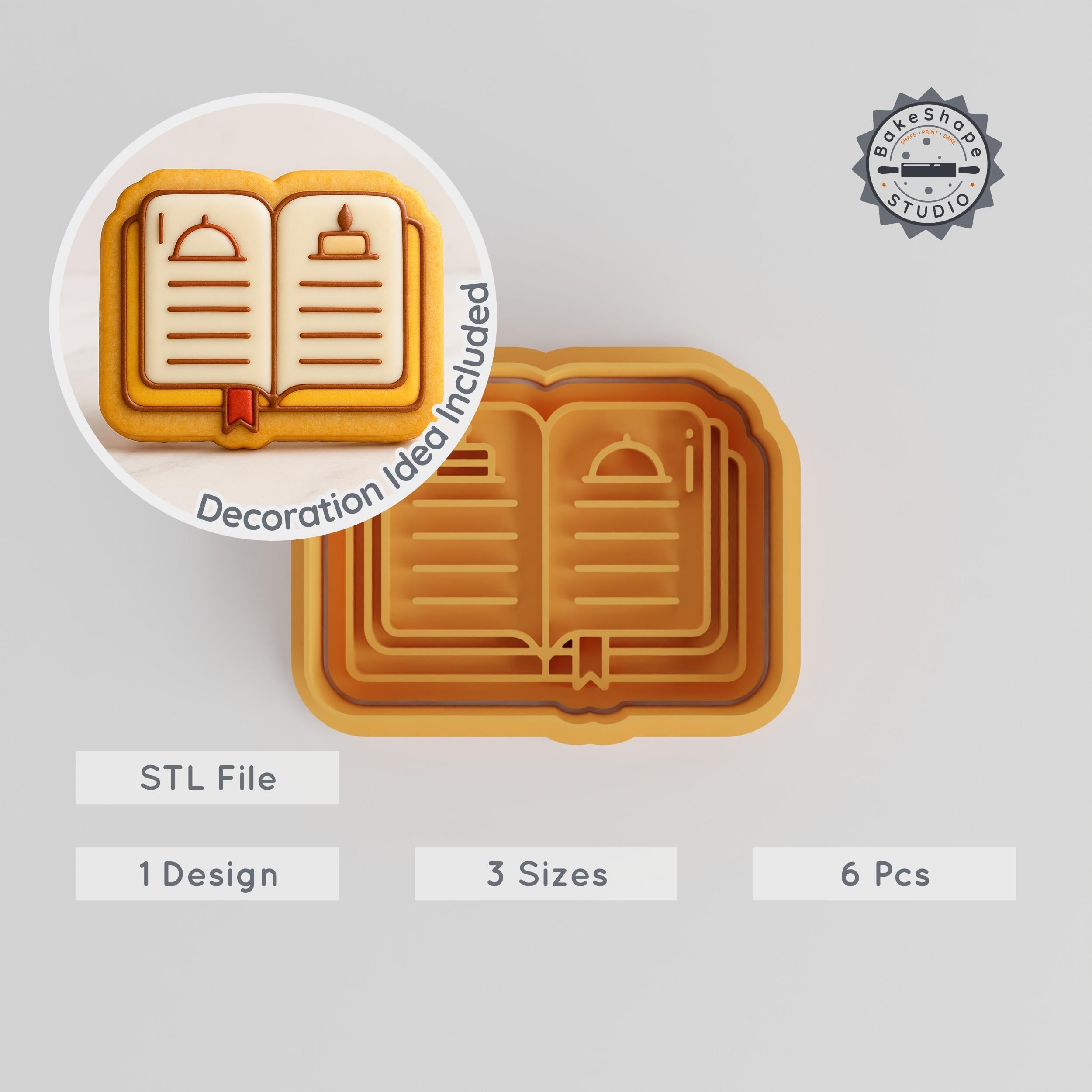 Recipe Book Shape Cutter & Stamp, Perfect for Cookies & Fondant, 6-Piece Set, 3 Sizes S/M/L, Kitchen Baking Tool PRODUCT_736 3d model